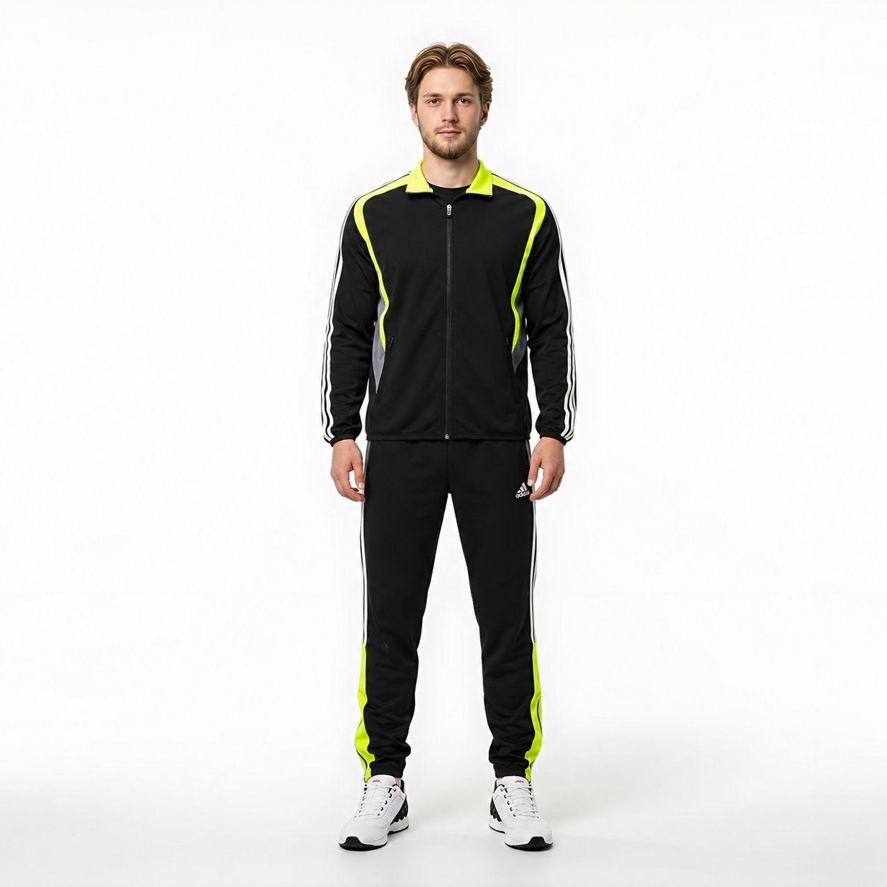 Спортивный костюм Adidas 6591 Черный/Зеленый
