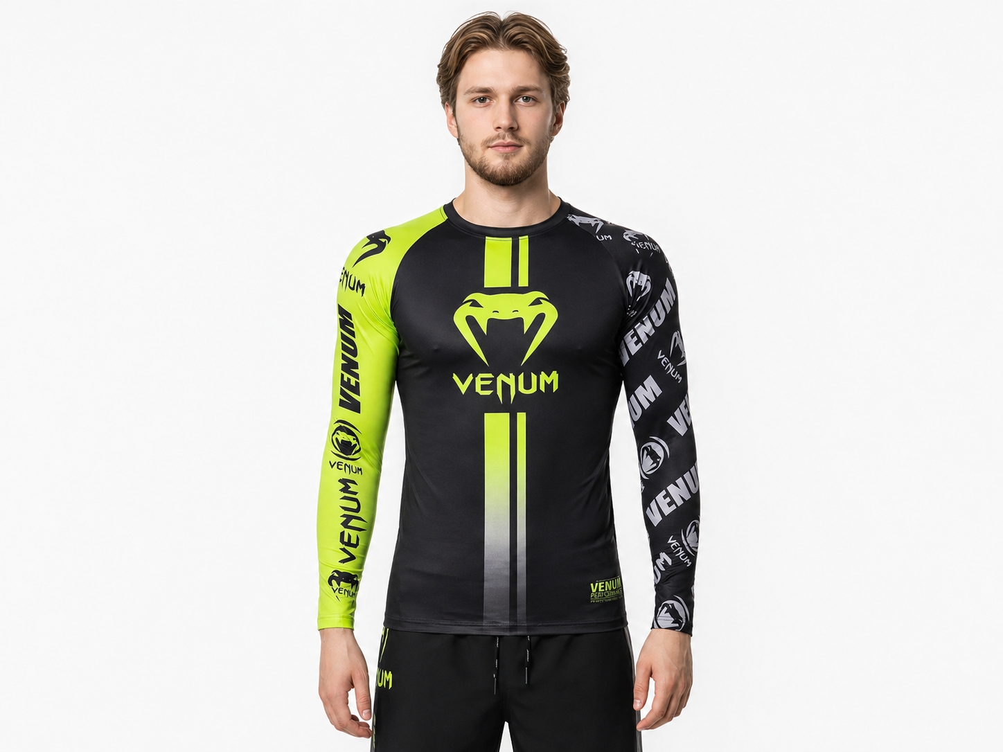 Рашгард Venum Черный/Зеленый