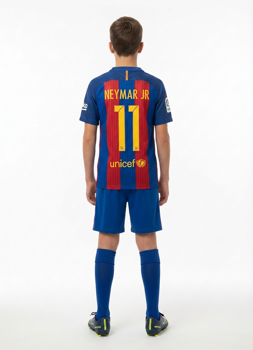 Футбольная форма детская FC Barcelona Neymar JR 11 Синий/Красный — изображение 2