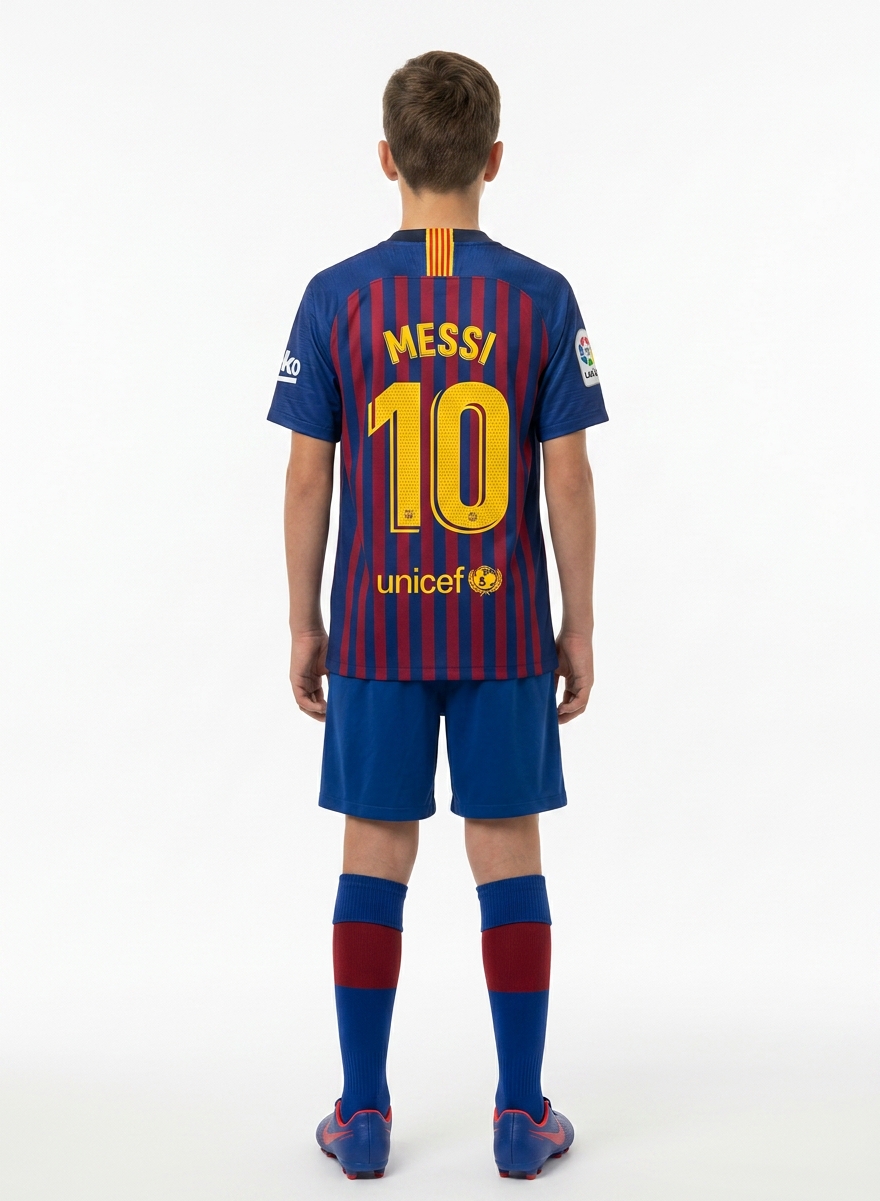 Футбольная форма детская FC Barcelona 18/19 Домашняя Messi 10 Синий/Красный — изображение 2